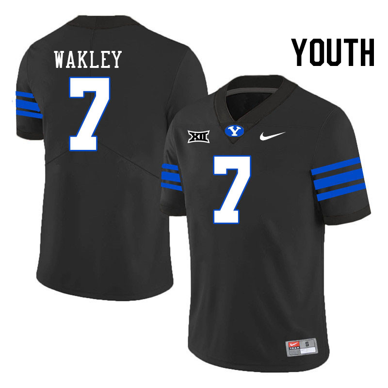 Youth #7 Crew Wakley BYU Cougars College Football Jerseys Stitched Sale-Black